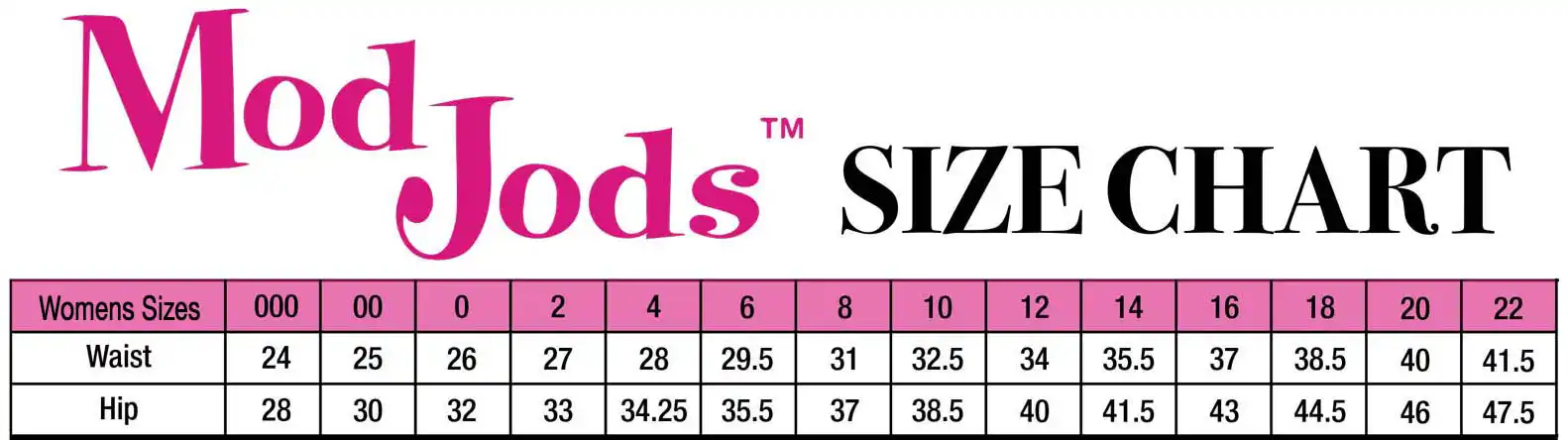 Size Chart for Breeches